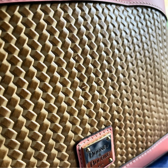 Dooney & Bourke Beacon Woven Pink and Tan Satchel - Picture 4 of 13